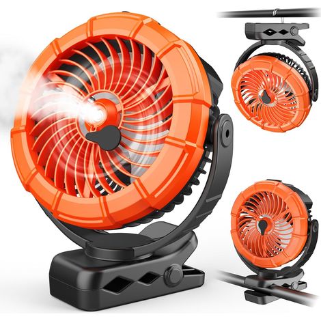 Ventilateur brumisateur portable à clipser, ventilateur de poussette de camping de 100 ml avec LED, durée de fonctionnement maximale de 45 h, pulvérisation de refroidissement rotative à 360°