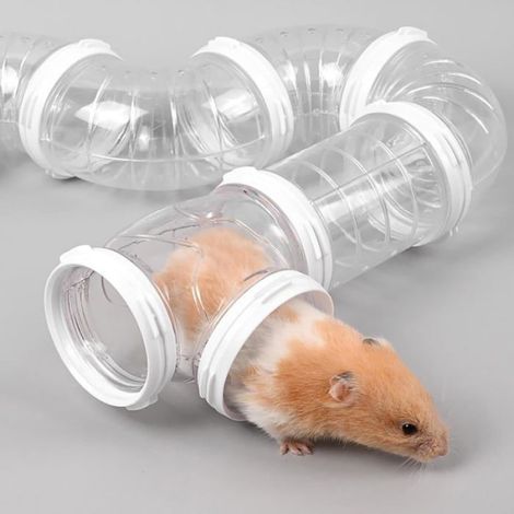 Tunnel Pour Hamster - Tube Connectable Transparent En Plastique Flexible - Pour Petits Animaux Et Furets - Lot De 8 Pièces (1/5)