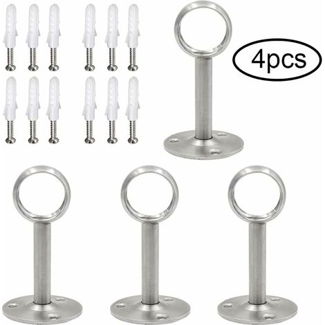 Supports de Tringle à Rideaux, 4 Pièces Aluminium Support Tringle Rideau Plafond pour Barre 25 mm, Accessoire Tringle à Rideaux Plafond (Blanc) (1/5)