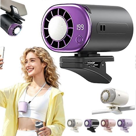 Climatiseur portable pour voiture 2026 avec 199 vitesses de ventilation, rotation à 360°, fixation par clip, affichage LED, chargement USB, pour le bureau (1/5)