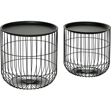 Set de 2 mesas de centro nido redondas de acero negro HOMVRA (1/5)