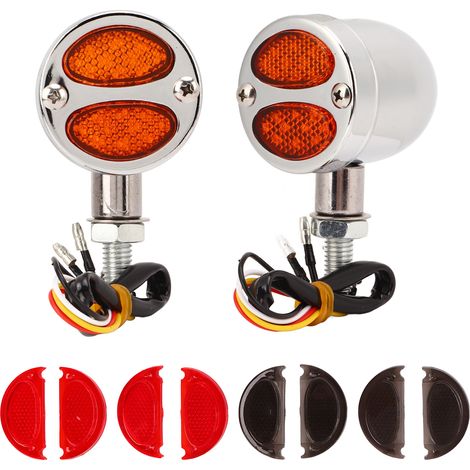Clignotants LED Moto 12V Universels, Indicateurs Double Couleur Clignotant, Paire de Feux Electroplaque pour Motocyclette (1/5)