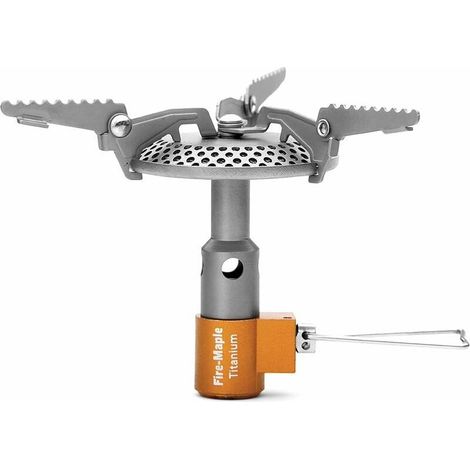 Hornilla de camping, mini estufa de gas de titanio portátil y plegable con encendido piezoeléctrico, ultraligera de 2300 W para senderismo y picnic al aire libre FMS-116T (1/5)
