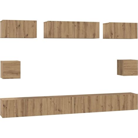 Maison Exclusive - TV-Schrankset Wandmontiert 8 pcs Artisan-Eiche