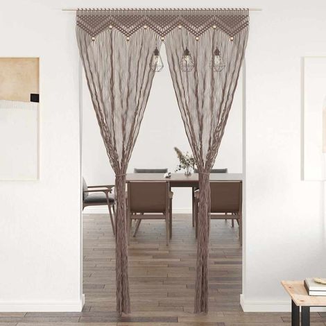 Rideau en macramé Taupe 140x240 cm Coton (1/5)