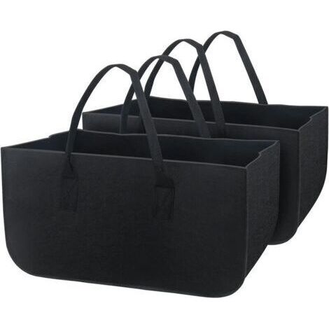 2 Pièces Sac à Bûches de Cheminée Sac à Bois de Chauffage Sac à Bûches en Feutre, Panier de Rangement Pliable de Grande Capacité Sac à Provisions, pour le Shopping de Jouets à Bûches de Bois de Chauff (1/4)