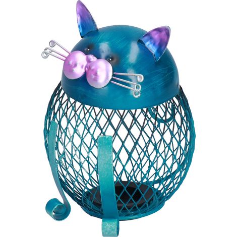 Tirelire chat décorative en fer forgé faite main, idéale comme cadeau d'anniversaire (1/5)