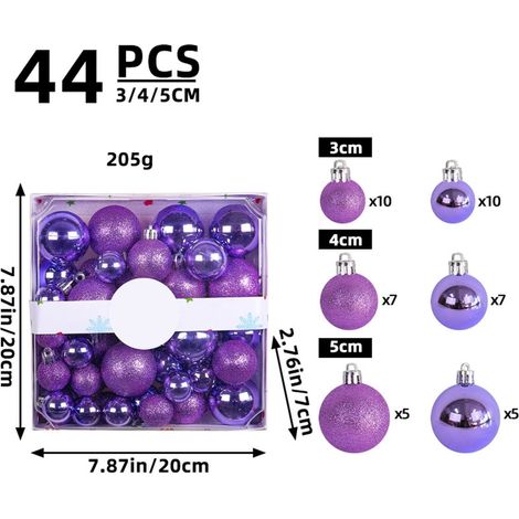Boules De Noël - 44 Pièces En Plastique Incassable - Diamètres 3 4 Et 5 Cm - Décoration Arbre De Noël Et Fête (1/5)