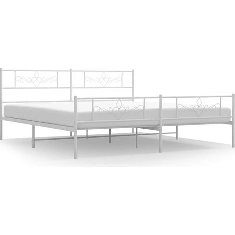 Maison Exclusive - Giroletto con Testiera e Pediera Metallo Bianco 193x203 cm (1/5)