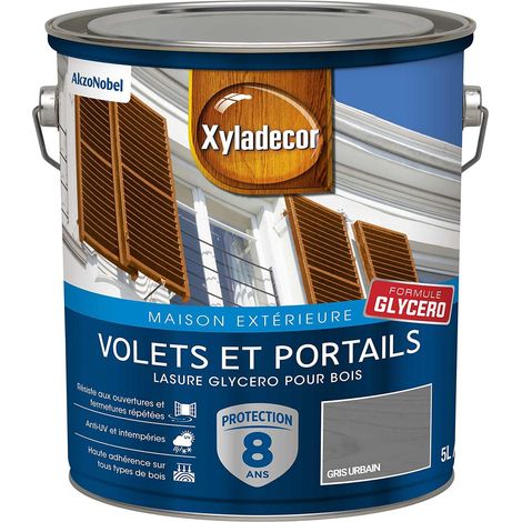 Lasure Protectrice pour Bois Extérieur Volets Portails Portes Fenêtres Couleur Satin Gris Urbain Quantité 5 L (1/5)