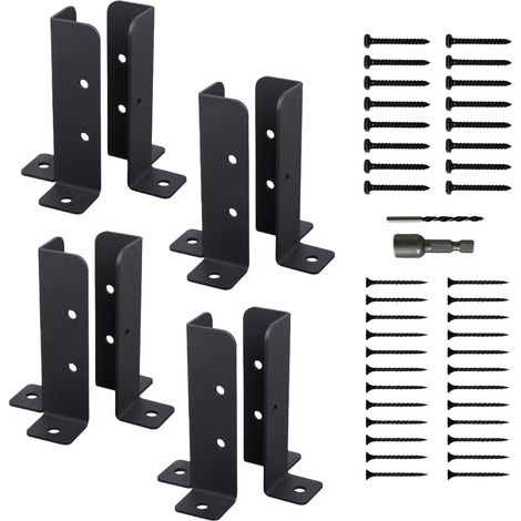 Lot de 4/8 supports de poteau de clôture en bois réglables et robustes pour améliorer la sécurité et l'installation facile des supports de poteau de clôture en métal (1/4)