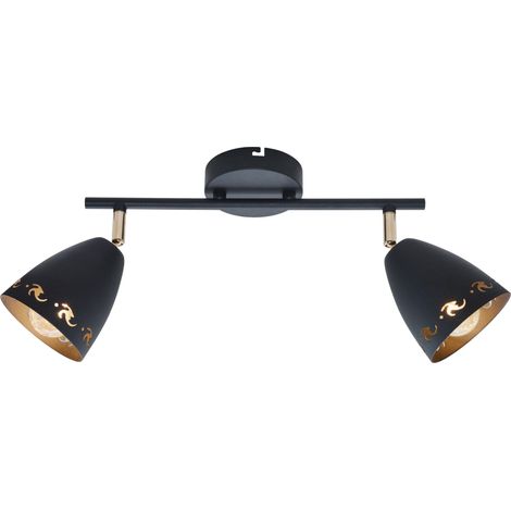 Plafonnier spot Candellux COTY noir/or 2xE14 métal 50cm