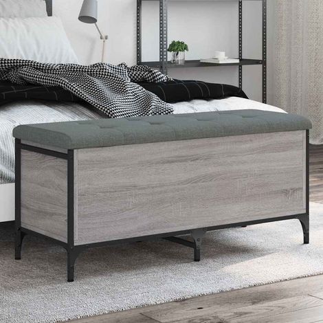 Sitzbank mit Stauraum Grau Sonoma 102x42x45 cm Holzwerkstoff