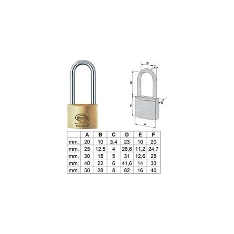 LUCCHETTO OTTONE ARCO LUNGO PRIUM CIFRATURA UNICA KA YPL112- - mm.30 (PL1123000011000) CORBIN - 12 pezzi YALE