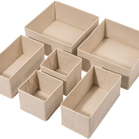 Organizzatore per cassetti, scatola portaoggetti per biancheria intima, set da 12, per calzini, reggiseni, mutandine, cravatte, sciarpe, beige sabbia