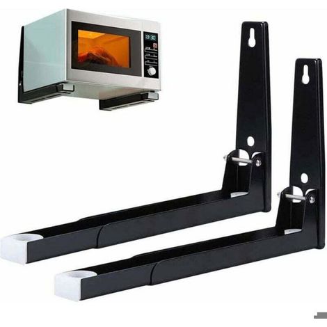 Support Micro-Ondes - Acier Inoxydable - Installation Murale - Réglable 230 à 400 mm - Pour Cuisine - 2 Pièces (1/5)