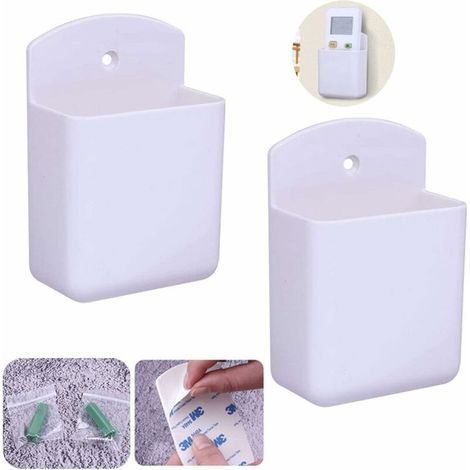 Lot de 2 supports muraux pour télécommande, autocollants, universels, organisateurs de télécommande, support mural pour bureau, chambre à coucher, salon, (1/5)