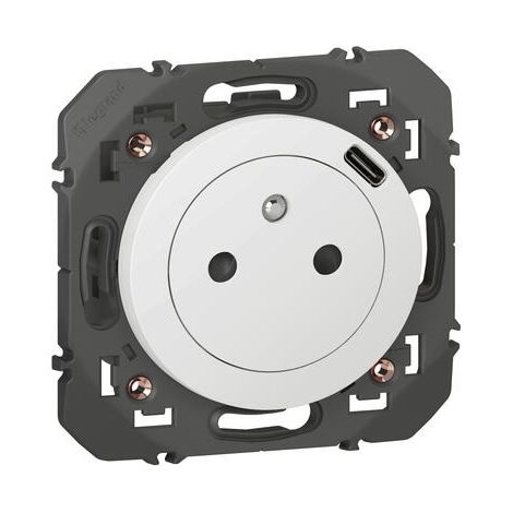 Cargador USB 2p+t de una estación Blanco