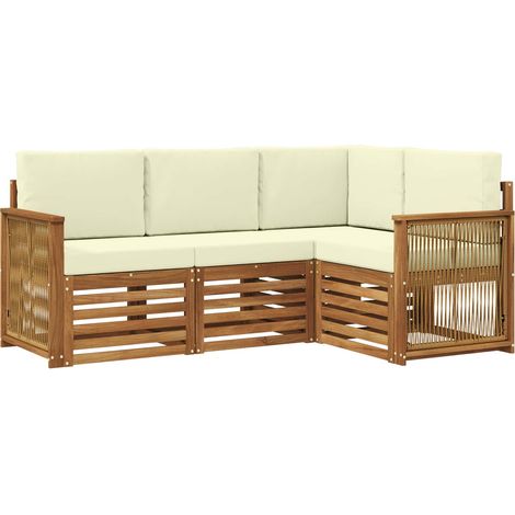 Set Divani da Giardino Divani con cuscino 4 pz Legno di Acacia Massello (1/5)
