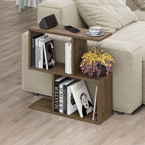 Decortie Homemania Modern Side End Coffee Table Multipurpose H 60cm 5 Tier - Dark Oak Effect