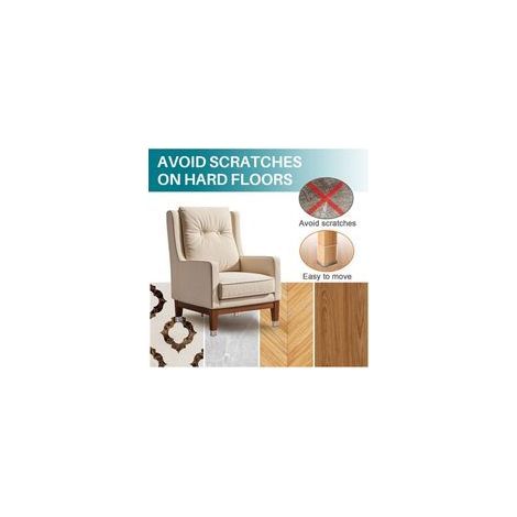 Lot de 24 protections carrées pour pieds de chaise,(convient aux épaisseurs de 19 à 25 mm) (1/4)