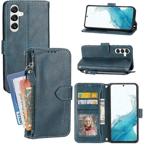 Compatible pour Samsung Galaxy A55 5G Fermeture éclair en cuir Étui Portefeuille Couverture de téléphone avec 2 sangles (1/5)