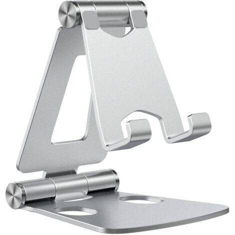 Multi-Angle Adjustable Aluminum Alloy Cell Phone Holder, Portable Smartphone Table Stand, Cell Phone Holder, Universal Adjustable Aluminum Desk Holder (1/5)