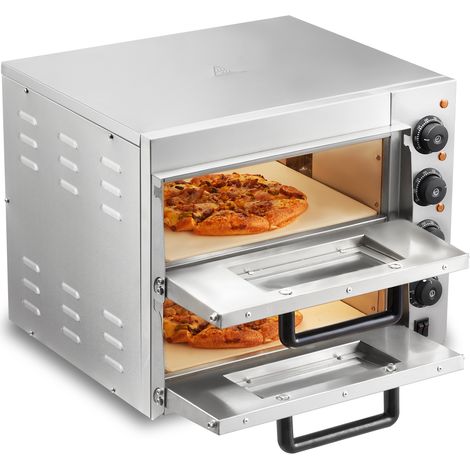 VEVOR Forno per pizza commerciale da banco , doppio strato da 14", forno elettrico per pizza in acciaio inox con pietra e maniglia, macchina per pizza multiuso per interni per ristoranti, pretzel al f (1/5)