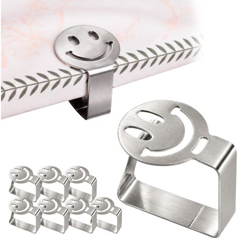 Lot 8 pinces nappe extérieur inox 304 antirouille design smiley (1/5)