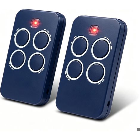 XTRELAMP-Lot de 2 télécommandes sans fil 433,92 MHz programmable pour clôture automatique – 4 canaux – porte-clés intégré (1/4)