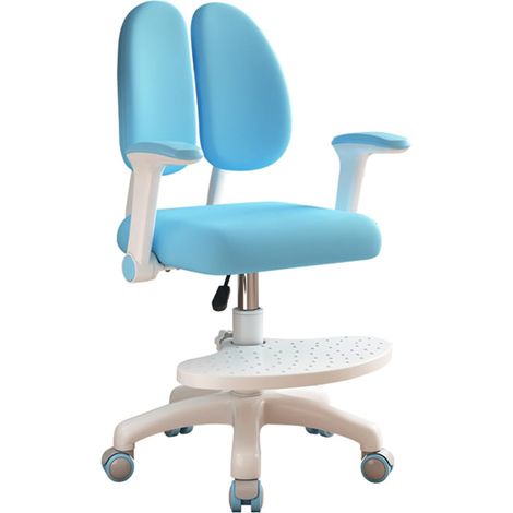 Chaise de bureau pour enfants, chaise d'étude réglable en hauteur avec double soutien dorsal, repose-pieds et coussin de siège doux, chaise d'ordinateur pour garçons et filles (bleu) (1/5)
