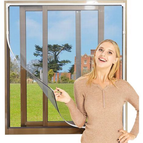 Moustiquaire magnétique réglable fenêtre max 60 x 80 cm(cadre blanc et filet gris) (1/5)