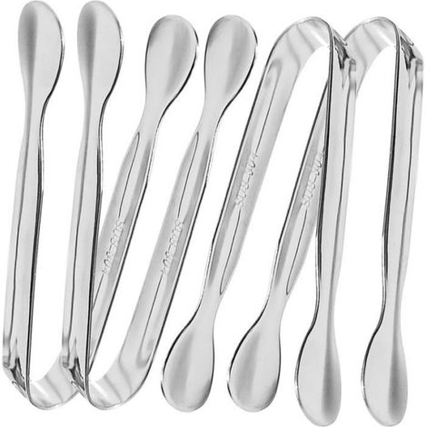 Pince à sucre 4 pièces, acier inoxydable 304 pour usage alimentaire, pinces mini pour glaçon sucre, 11 cm, argenté (1/5)