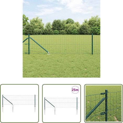 vidaXL Stahlzaun - Zaun mit Pfosten Grün 0,6 x 25 m Stahl und PVC (1/5)