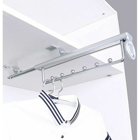 Heavy Duty Porte-vêtements extractible Porte Pantalon Cintre Coulissant,penderie telescopique,Rail de Suspension pour Armoire à vêtements (1/4)