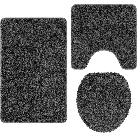 Maison Exclusive - Set di tappetini antiscivolo per il bagno 3 pz Grigio scuro PP (1/5)