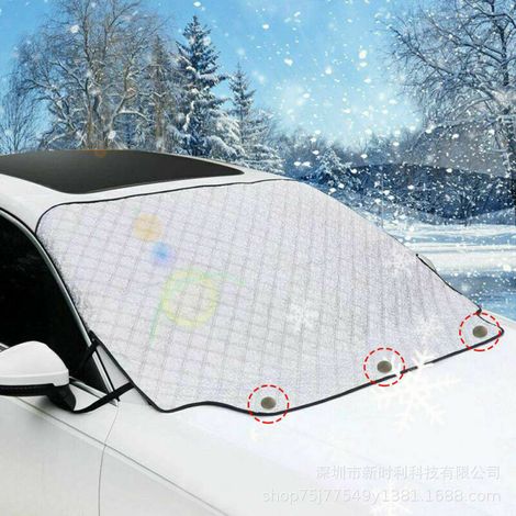 Housse de protection contre la neige et le soleil pour voiture avec fixation magnétique, cloison de voiture toutes saisons épaisse et rembourrée. (1/5)