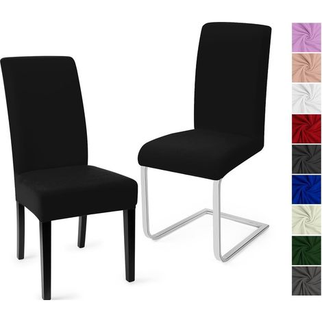 Housses de chaise extensibles universelles lot de 2 noir pour salle à manger mariage (1/5)