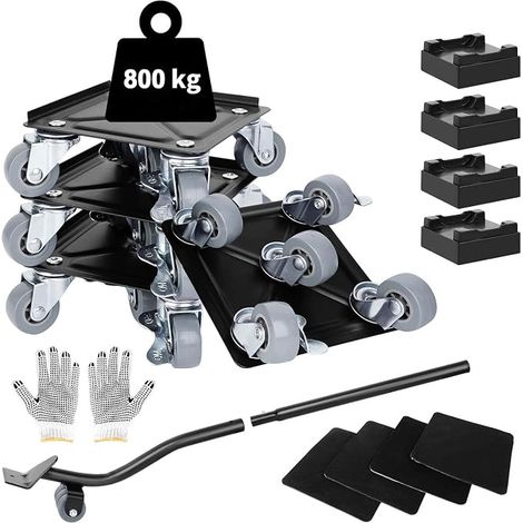 Heavy Duty Furniture Transport Kit - 5 x 360° Swivel Castors and Furniture Lift, Load Capacity 800kg, Transport Wheels for Refrigerators, Sofas, and Other Heavy Furniture (1/5)