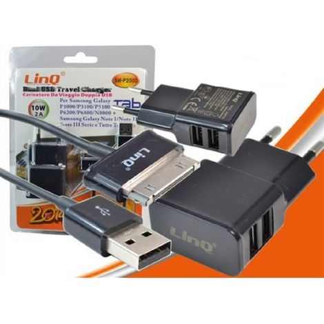 Trade Shop - Caricabatteria Casa 2 Usb 2.1a Sm-p2000 Para Samsung Galaxy Tab P1000 P3100 P5100 - (1/2)