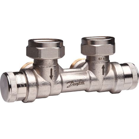 Répartiteur auto-équilibrant RLV-KDV pour radiateur Femelle 3/4" 20/27) mural entrée droite - raccordement Mâle 3/4" (20/27) - Danfoss (1/2)