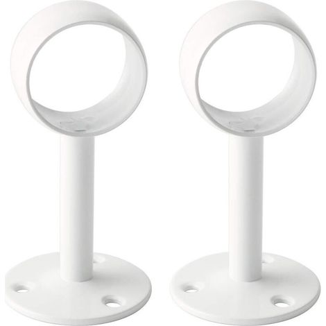 Deckenmontierte Gardinenstangenhalterung, Gardinenstangenstütze mit Schrauben für Gardinen und Kleiderschränke, glänzend weißer Edelstahl, 32 mm Durchmesser, 2 Stück
