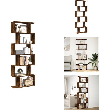The Living Store Raumteiler-Bücherregal 6 Etagen Räuchereiche 70x24x193 cm - Bücherregal (1/5)