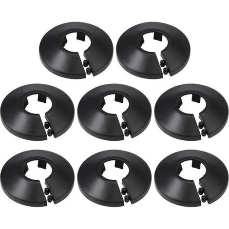 YMYNY 16 mm Rohrabdeckung, Dekoration, PP, Heizkörperrosette, Wasserrohr-Wandabdeckung, Schwarz, 8 Stück