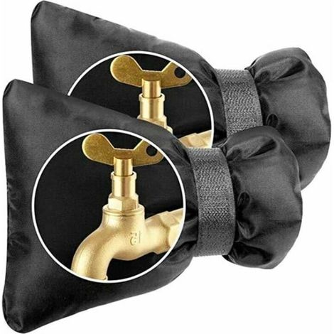 Set mit 2 dicken Außenwasserhahnabdeckungen – Wasserdicht – Wärmeisolierend – Für den Wintereinsatz – Schwarz