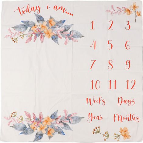 Couverture jalon bébé lavable douce et confortable motif floral, accessoire photo pour bébé. (1/5)