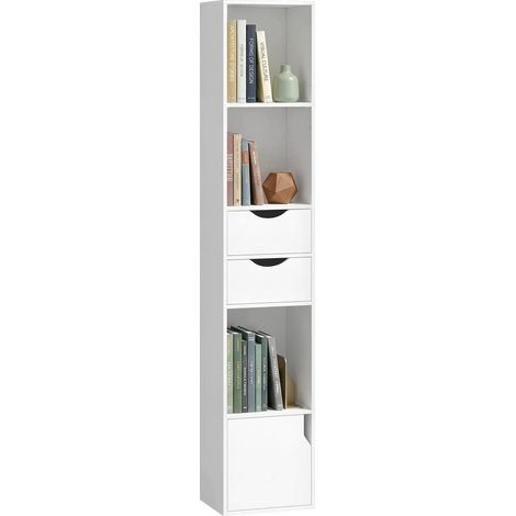 HOMCOM Bookcase with Drawers Adjustable Shelf 158 cm White