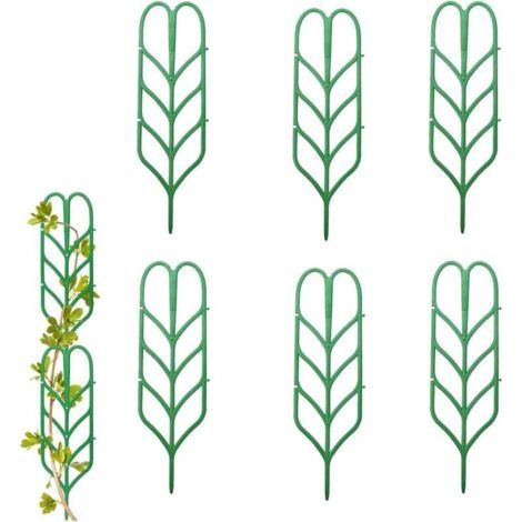 6pcs Support Plante Pot Forme Feuille, Mini Treillis Escalade pour Plantes Grimpantes, Légumes et Fleurs, Aide Croissance DIY