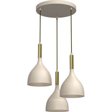 Suspension Luminex Noak crème/or métal 3xE27 Ø42cm