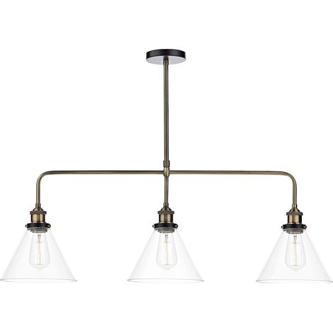 DAR RAY - Luminaire suspendu droit en laiton antique clair, 3x E27 (1/5)